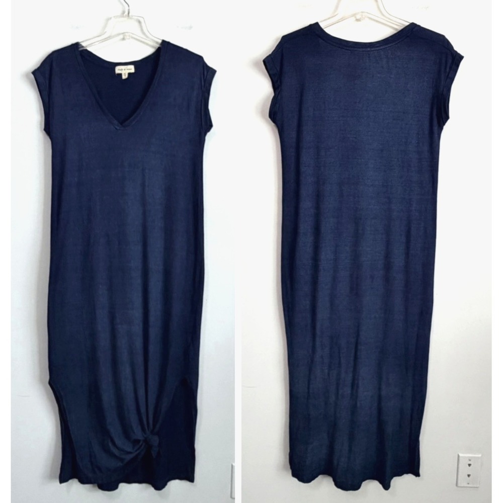 Cloth & Stone Maxi Dress S Blue Ombre Nila Short Sleeve V Neck Tshirt Boho‎ Soft